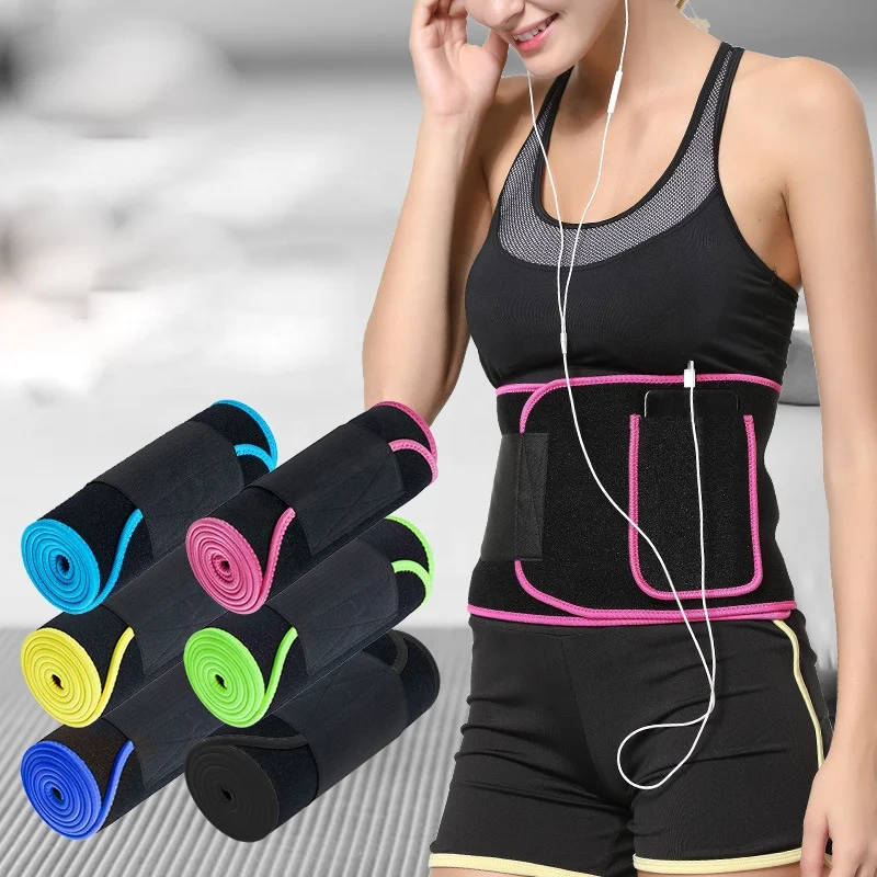 

AK-1817 Men Women Waist Trimmer Belt hot sweating Back Support Gym Fitness Weightlifting Belt Adjustable Elastic Waist Trainer, Black ,blue ,yellow,green,red