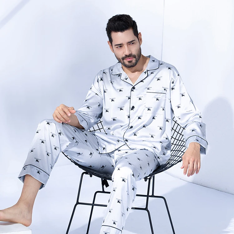 Wholesale Two Piece Silk Sleepwear Set Mens Satin Pajamas Buy Mens