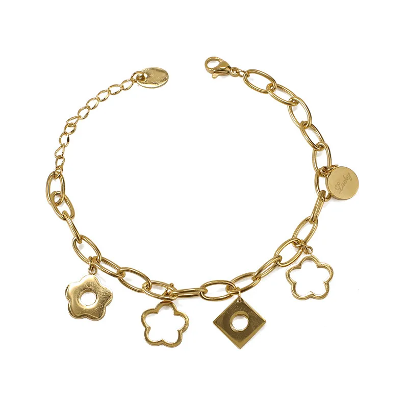 

New Arrival Cheap Jewelry With Brass Flower Bracelet Women Bracelet Cute Charm Bracelet, Gold
