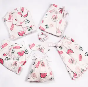 High quality 100% cotton knitting fabric 7-piece pajamas homewear for women 2