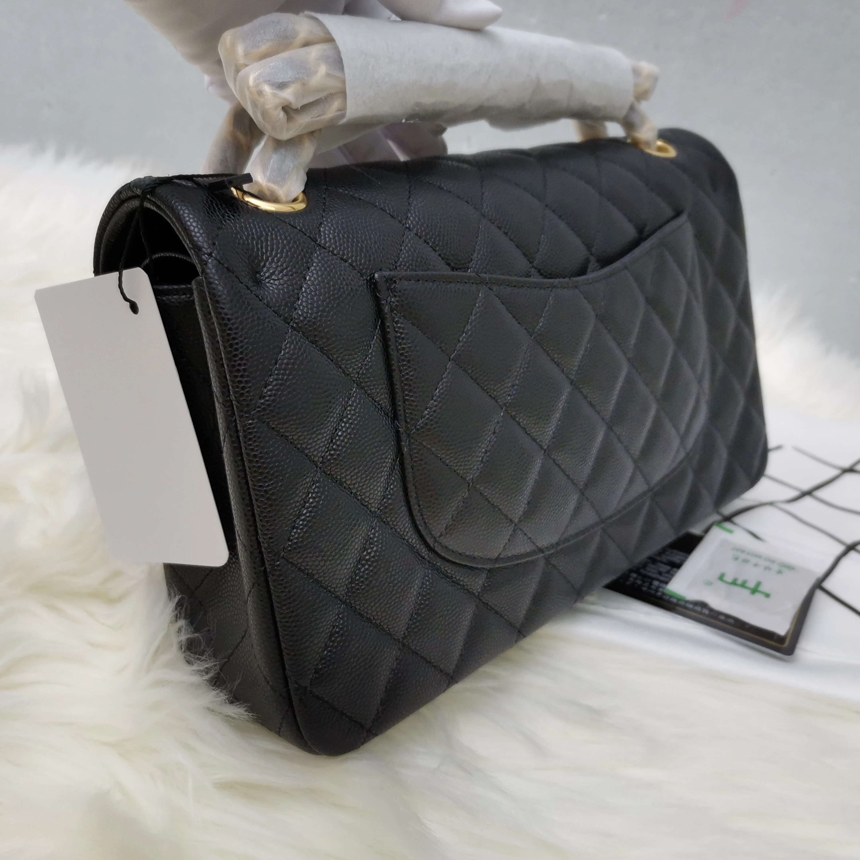 

calfskin handbags CF caviar bag real leather 25 cm black handbag mirror quality for lady famous brand luxury handbags for women, Many colors