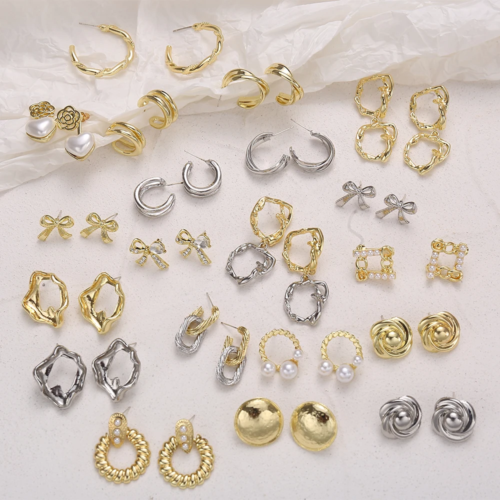 

Korean Heart Pearl Drop Earrings Fashion Geometric Gold Moon Star Dangle Earring Gifts Jewelry For Women