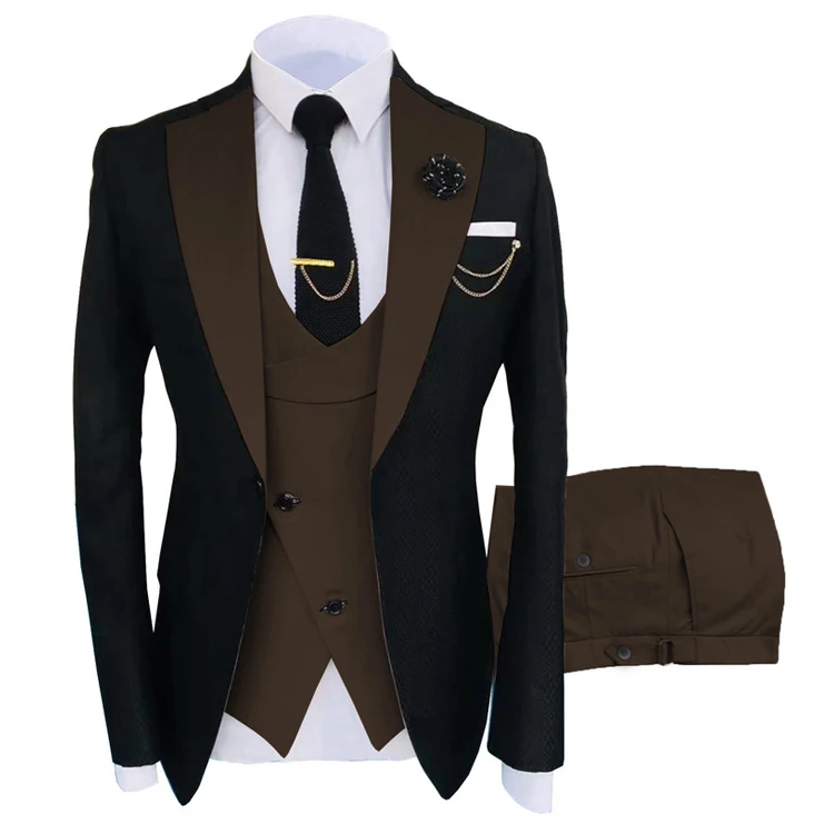 

High Quality Men's Business Casual Suit 3 PCS (Blazer+Vest+Pants) Grooms Mens Wedding Dress