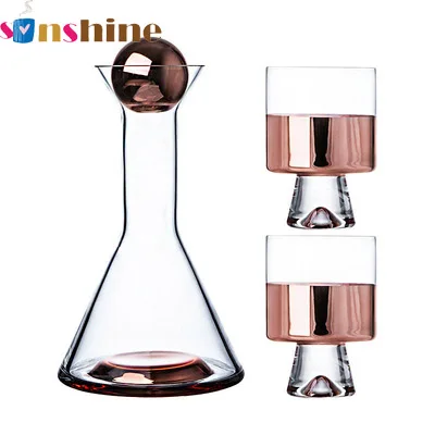 

Large capacity 900ml cool kettle household rose gold transparent glass juice kettle drinking cup sets nordic water cup sets