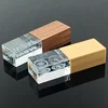Custom 3D Logo Natural Walnut Glass Crystal Wood USB Flash Drive 2.0 Memory Stick Pendrive