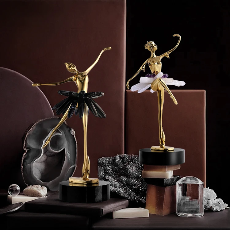 

Light Luxury Brass Ballerina Girls Decoration Gifts Ballet Ornament Home Decor Modern Accessories, Br016/br001