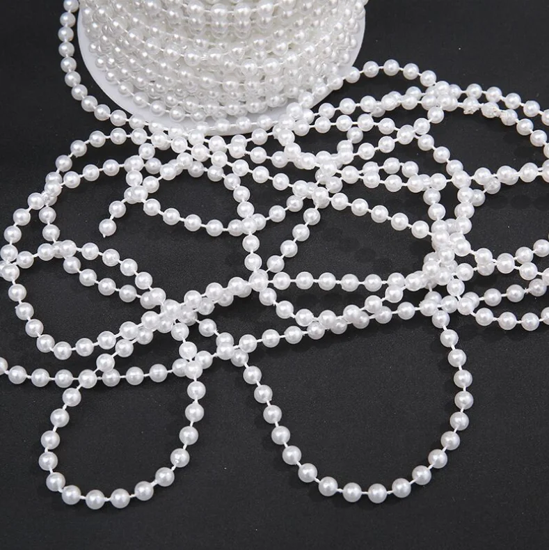 Wholesale White Faux Pearl Garland Spool Roll Strand Wedding Party Decoration Pearl Ribbon