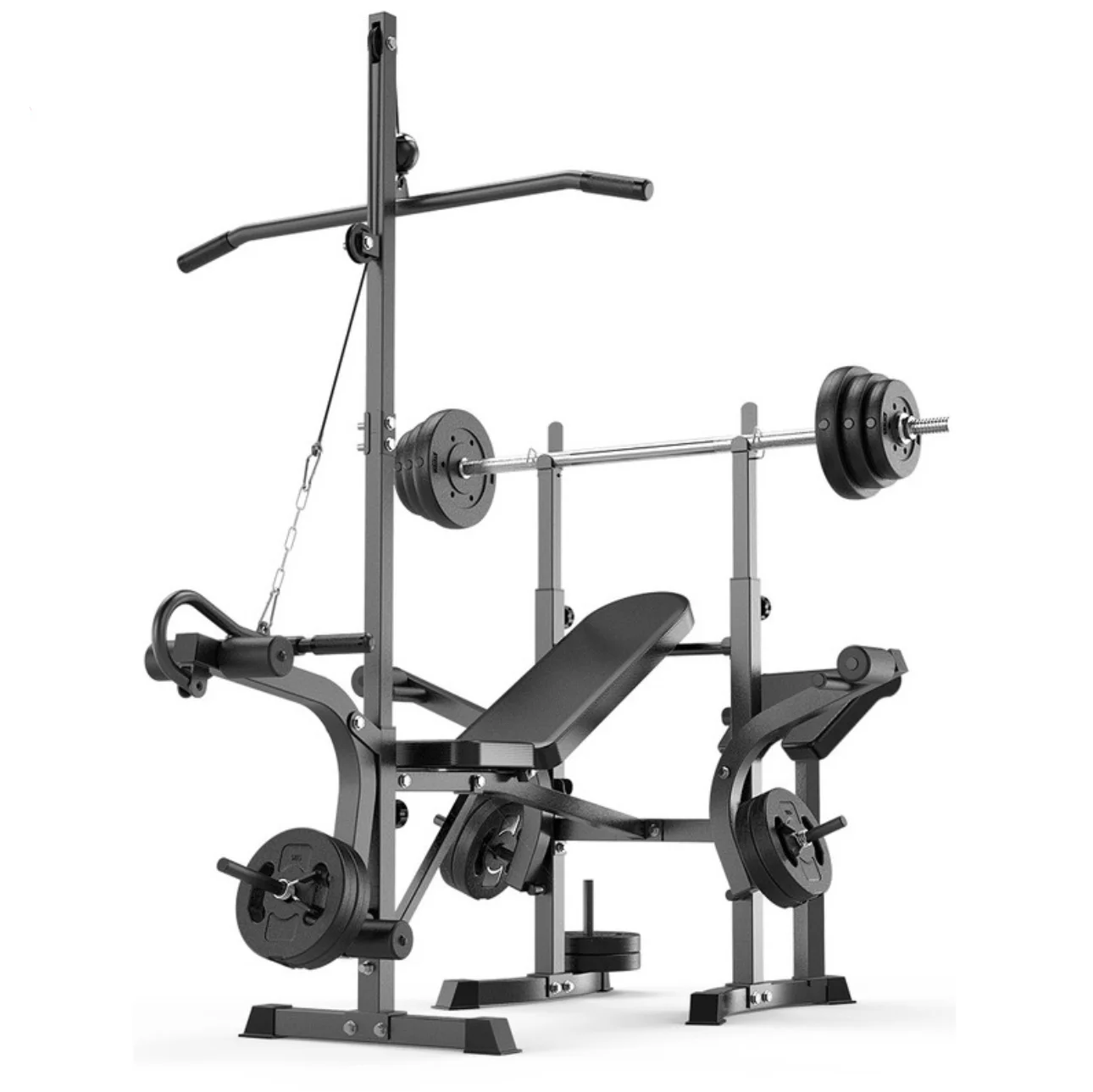 

free stand wandmontage squat rack bench press multi-function barbell rack load multifunction weight lifting platform dip station, White