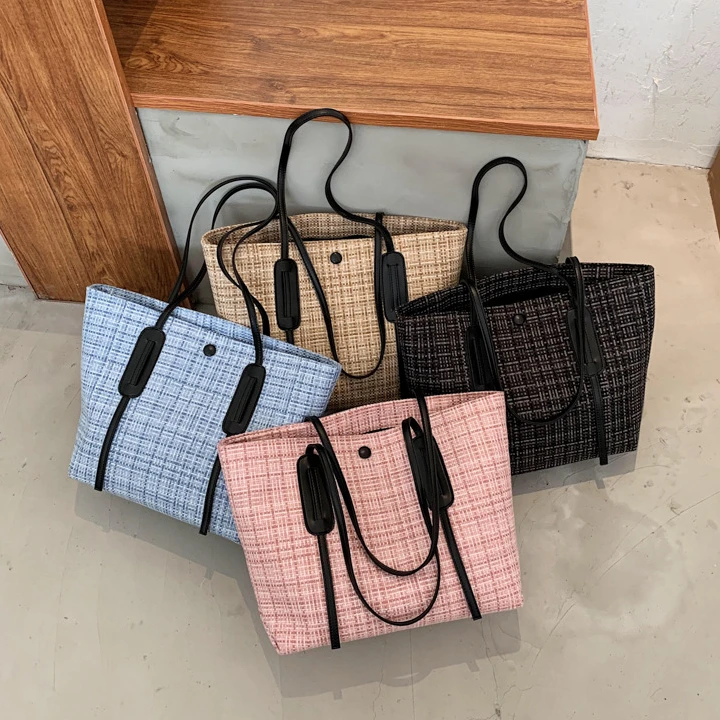 

Wholesale High Quality Casual weaving Tote Bag Ladies Large Capacity Shopping Bag Women Luxury Quilted Handbags For Women, 4 colors