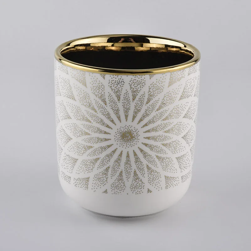 10oz ceramic candle vessels with gold printing