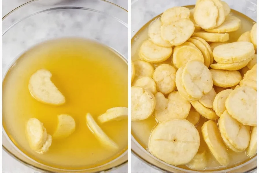Homemade pickled ginger preparation process showing fresh ginger slices in vinegar solution