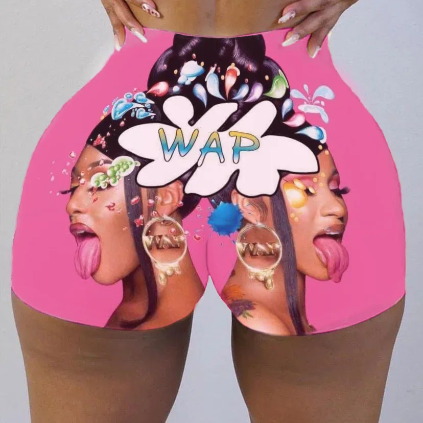 

Wholesale Girls Booty Shorts Plus Size Fitness Wap Printed Snack Shorts Women's 2021 Summer Women Clothing, Multi color