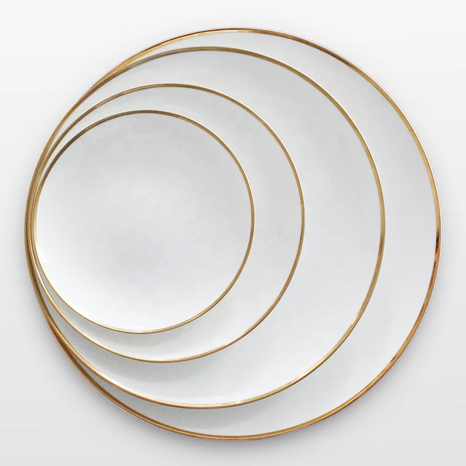 

Best quality restaurant white dishes custom design dinnerware sets, White with grey rim