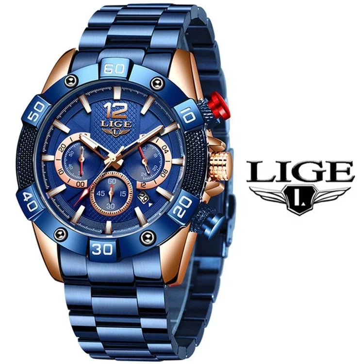 

LIGE Top Brand Luxury Fashion Diver Watch Men 30ATM Waterproof Date Clock Sport Watches Mens Quartz Wristwatch