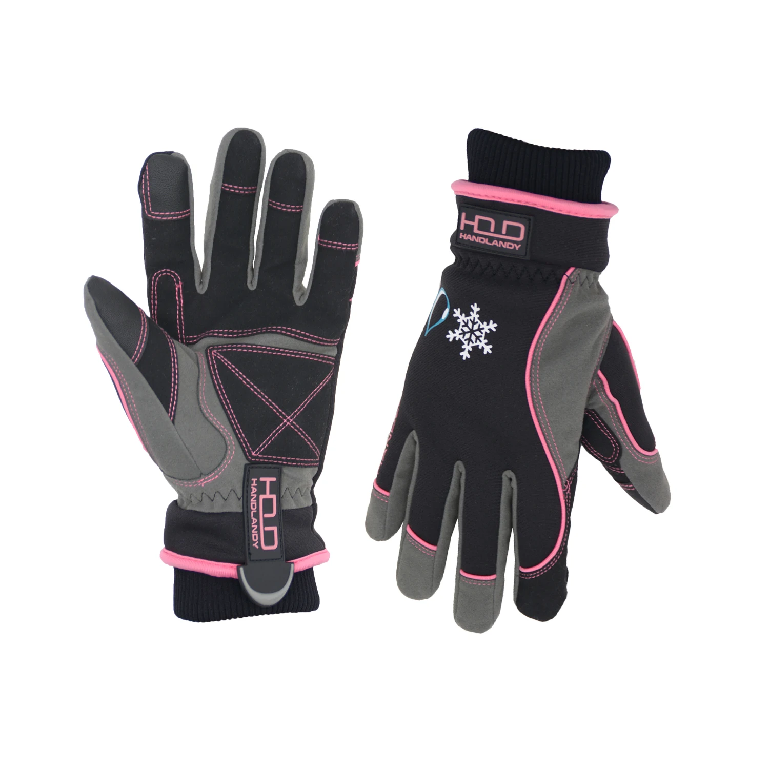 

PRI Synthetic Leather Palm Utility Work Gloves with Touch Screen,Heated Windproof Winter Ski Gloves, Pink/customized color