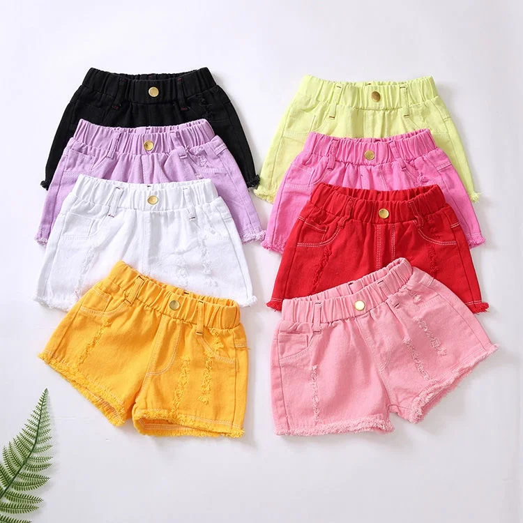 

B62988A 2020 summer Korean slim jeans hot pants foreign style casual girl pants, White/yellow/purple/black/pink/rose red