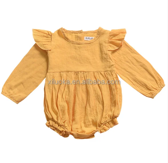 

High Quality Summer Newborn Clothing Long Sleeve Muslin Cloth Baby Romper, Picture