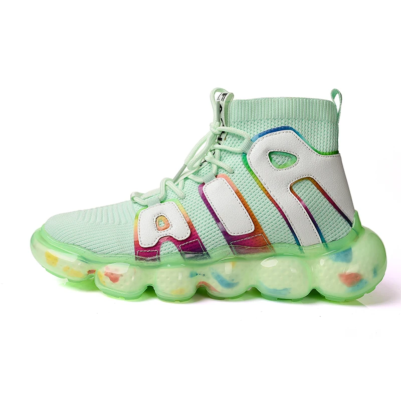 

hot selling high quality fashion basketball shoes high stretch men's sports shoes comfortable breathable luminous running shoes