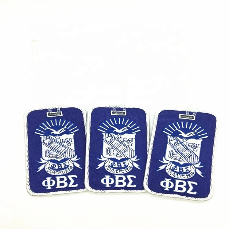 

Dark blue phi beta embroidery luggage tag, Pantone color