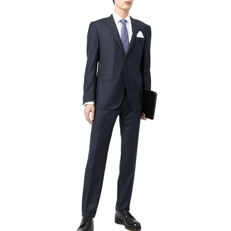 

2 pieces suit Blue pinstripe front button formal business suit for men