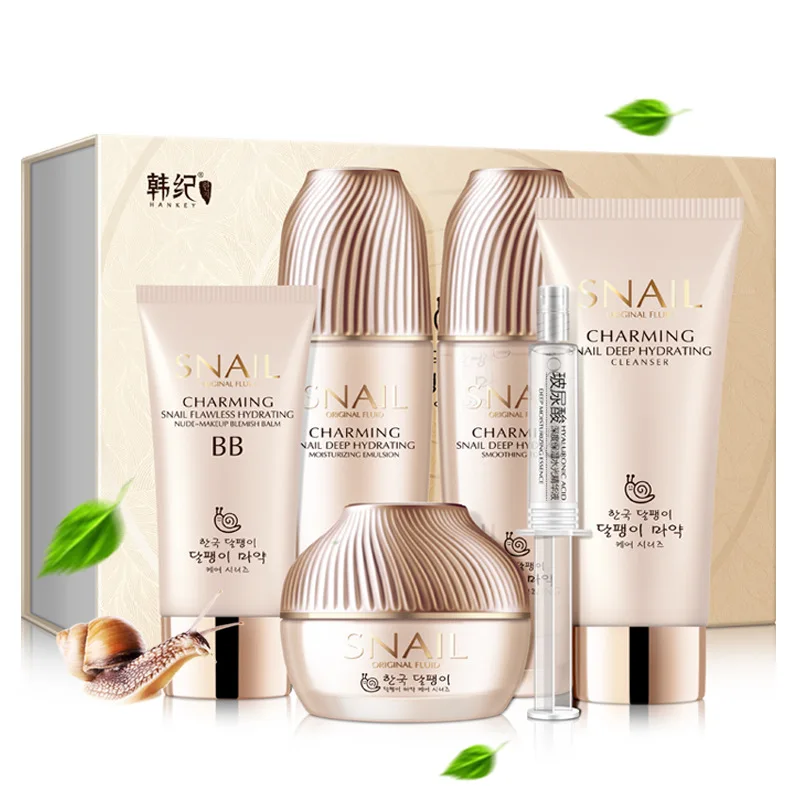 

High Quality Korean Private Label Whitening Brightening Moisturizing Anti Aging Aloe Vera Vitamin C Snail Skin Care Set