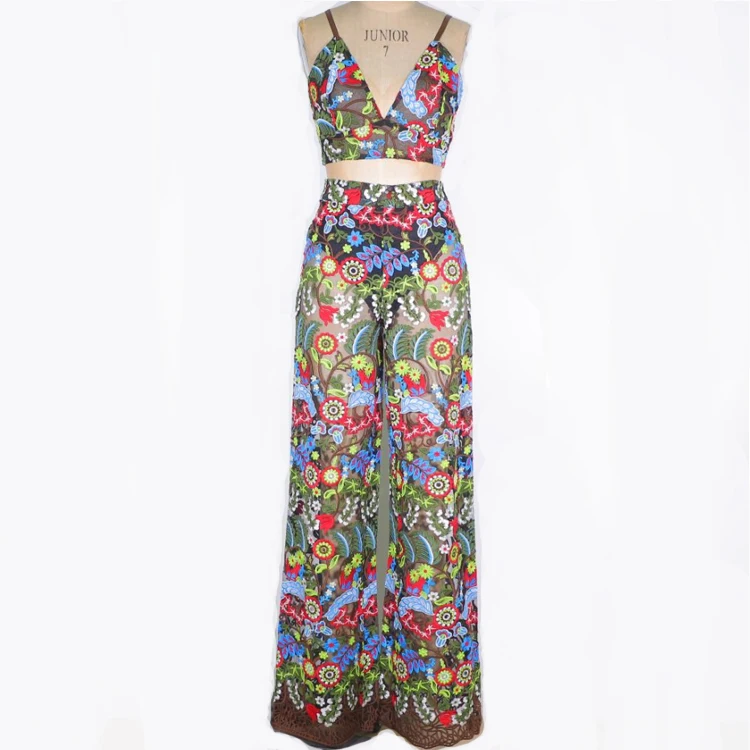 

Wide Leg Trousers Crop Top Two Piece Set Women Clothing, Picture