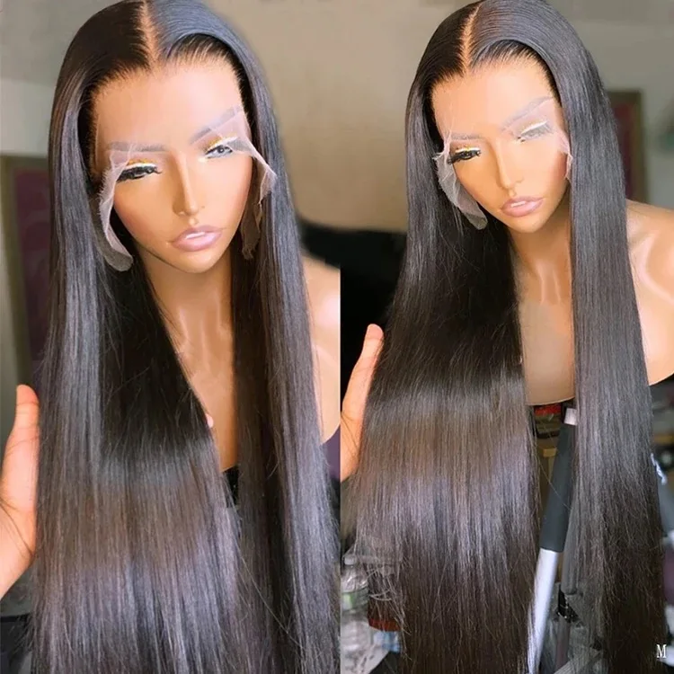 

Factory Price Unprocessed Raw Remy Lace Frontal Wig Vendor Long Straight 100% Human Hair Lace Front Wigs For Black Woman