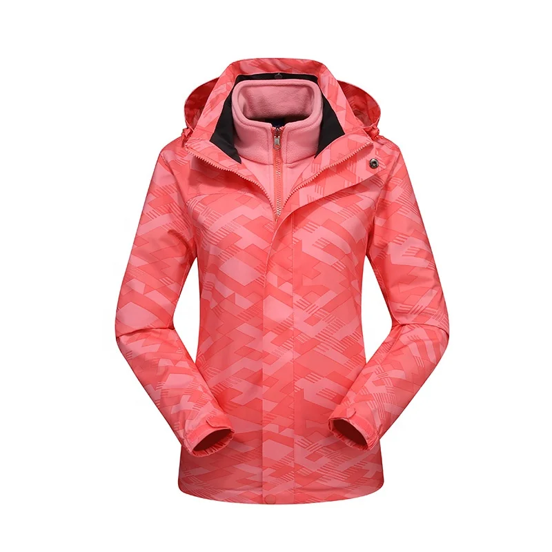 

2021New High Quality Windbreaker Coat Waterproof Cotton Padded Hooded Liner Detachable Camouflage 3 in 1Jacket for Women