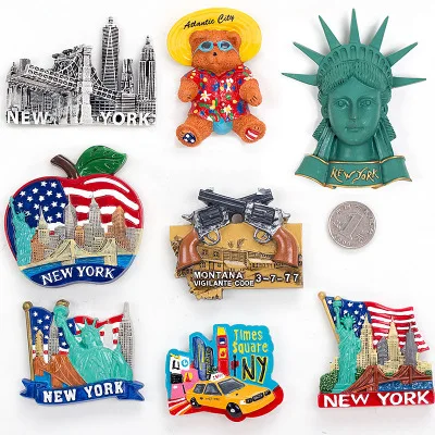 

New York tourist souvenirs fridge magnet city famous architectural landscape creative resin refrigerator paste