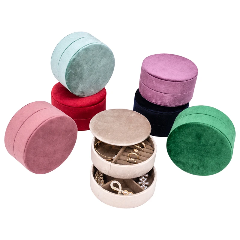 

Custom Logo Velvet Fashion Pink Ring Necklace Storage Stacked Jewelry Box