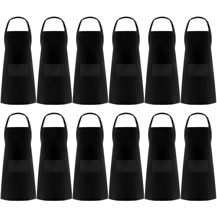 

Cheap Custom Printing Adjustable Black Kitchen Cooking Apron bib black apron set, Customized