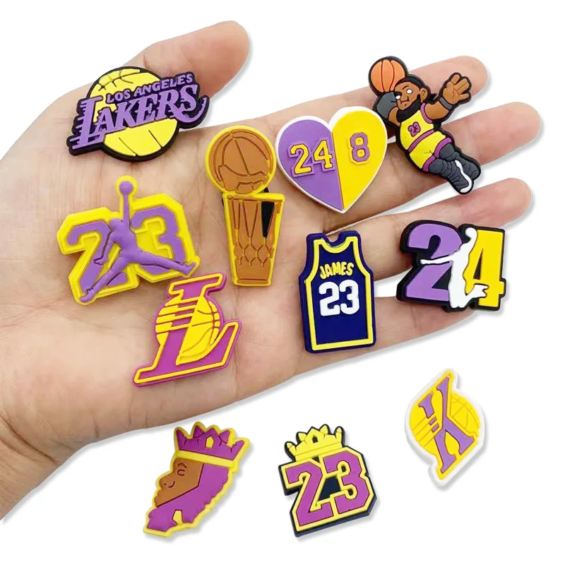 

Factory direct sales basketball croc charms Custom logo wholesale PVC James shoes buckle croc shoe charms