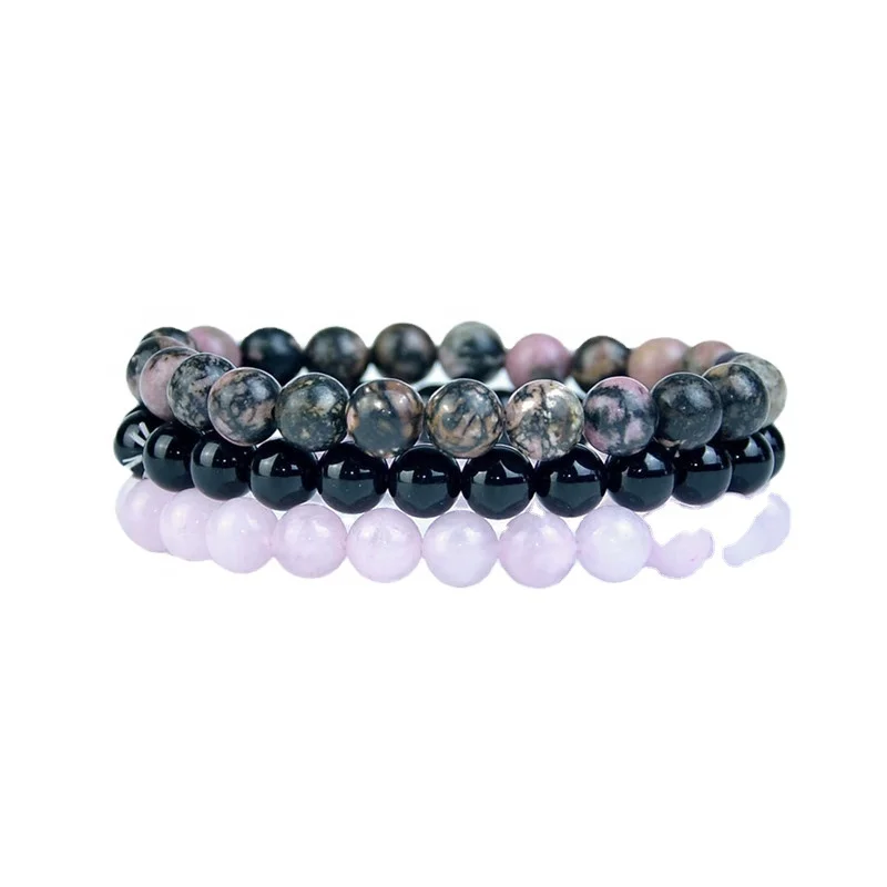 Set of 3 8mm Black Onyx Rhodon