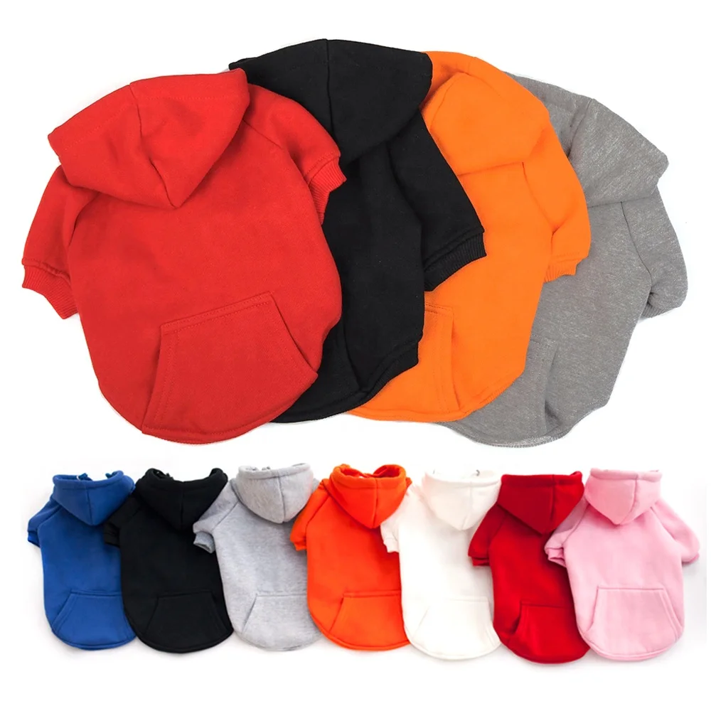 

Wholesale High Quality Plain Dog Hoodie Clothes with Pocket, Red, pink, orange, white, blue, grey, black