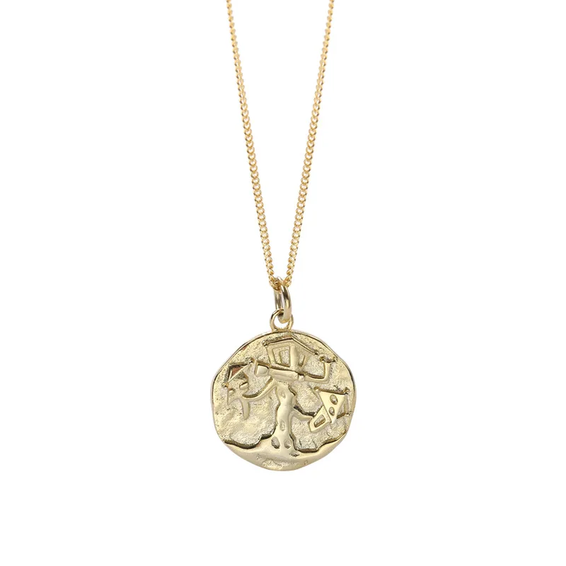 

European Portrait Coin Pendant 925 Silver Trendy Gold Plated Luxury Necklaces