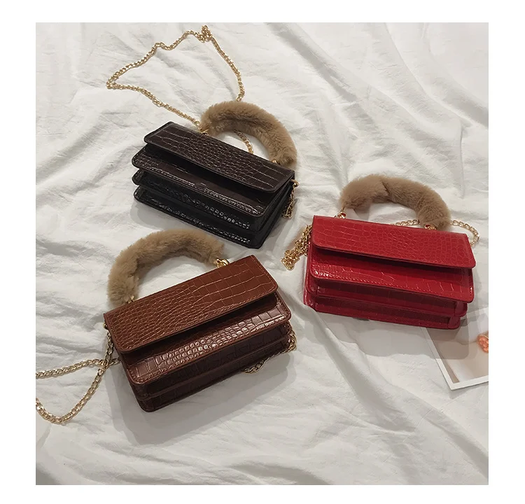 

One Shoulder Bag Women Vintage Versatile Crocodile Print Hand-held Bag Cross-body Square Bag