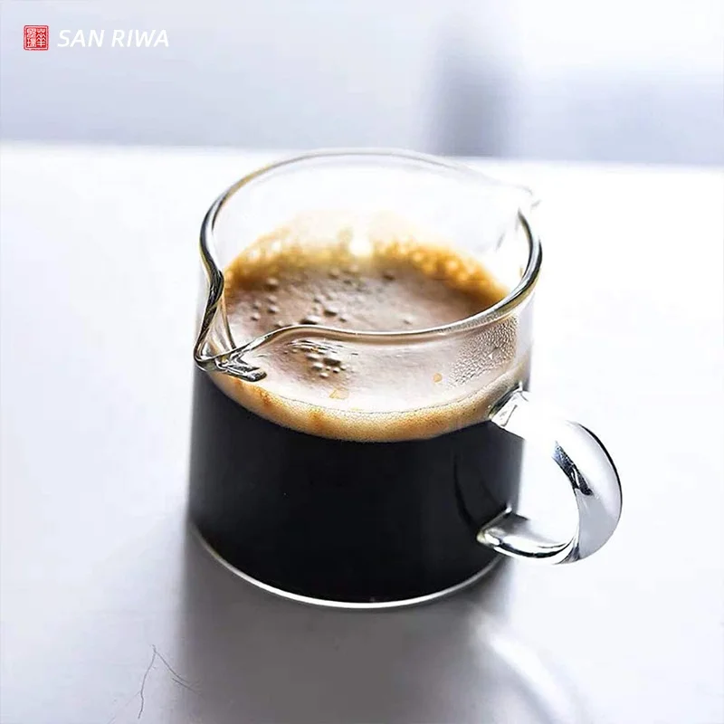 

Glass Measuring Cup Double Spouts Espresso Shot Glass Cup Heat-Resistant Handle Transparent Scale, Transparent clear