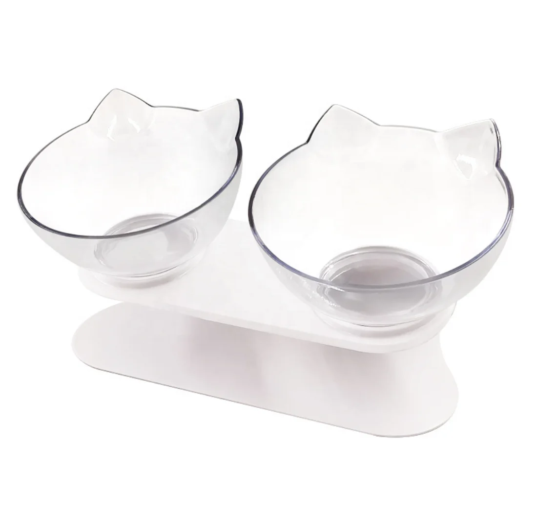 

Cat Double Food Bowl Pet Food Water Elevated Pet Feeding Bowl With Raised Stand