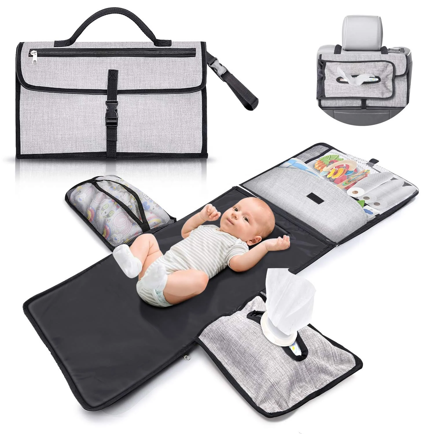 

Baby Bag And Bed Portable Baby Bed Bag Foldable Diaper Bag, Gray or custom