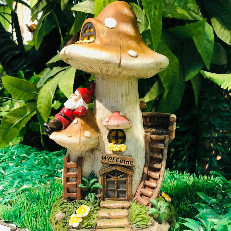 

Polyresin Mushroom House Miniature Garden Decoration, Customized color