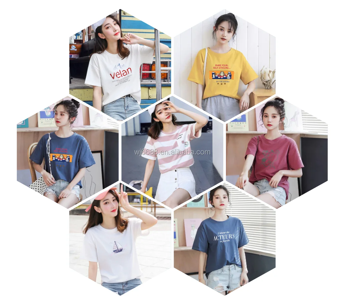 

China factory supply high quality customized pattern cotton women t shirts