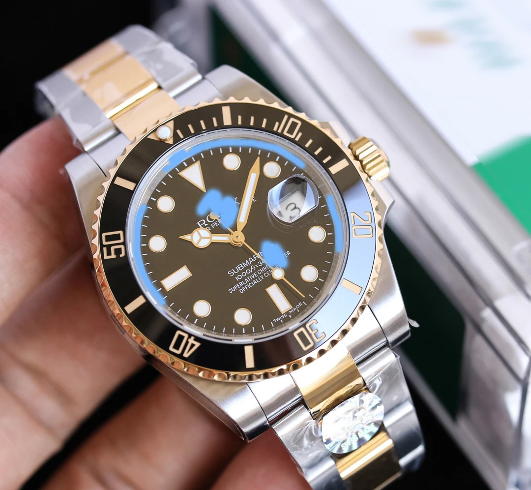 
rollex noob watch N factory V9 two tone submarine 116613 noob diver watch 2836 movement 