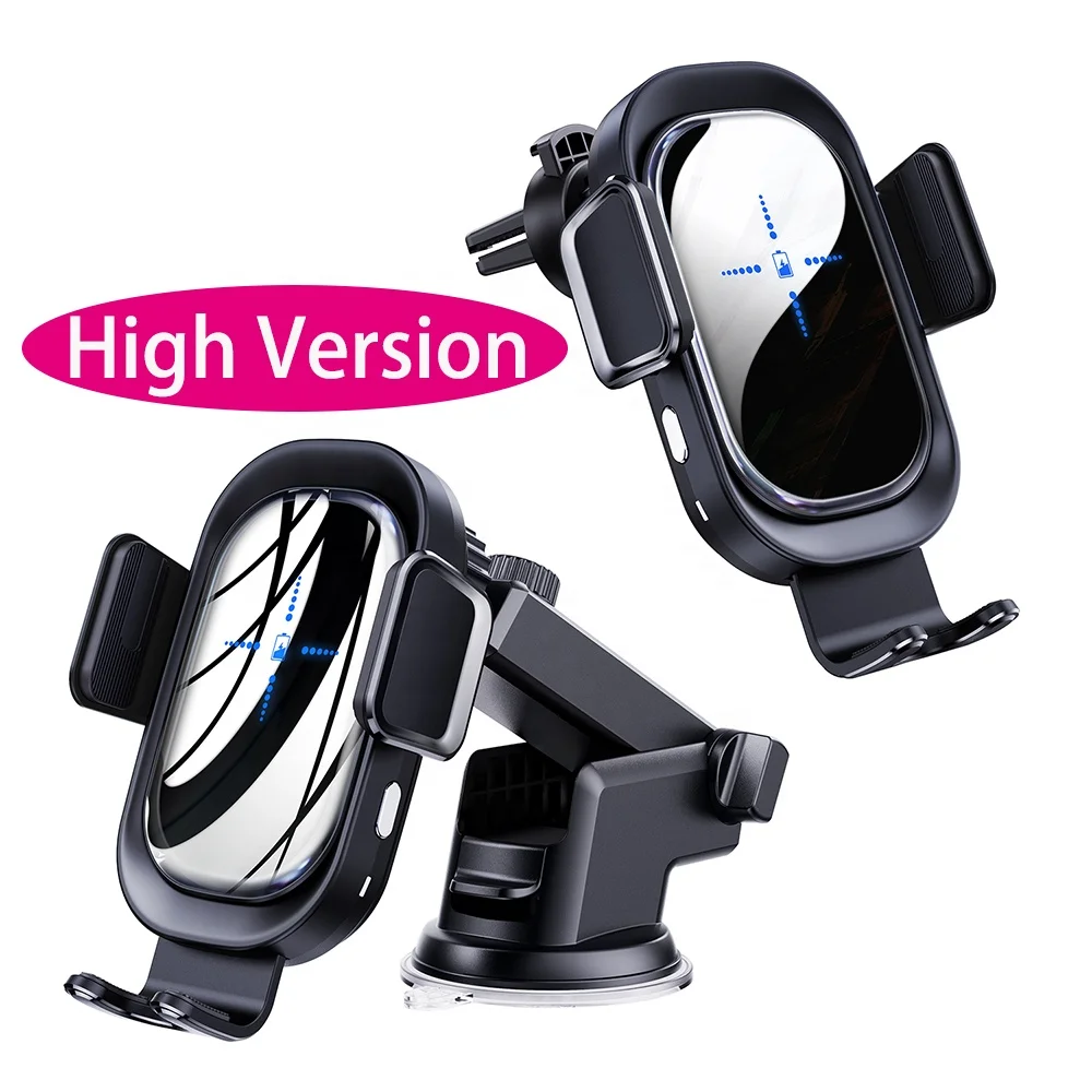 

High Version Automatic Sensor Double Touch 15w Auto Clamping Strong Magnetic Wireless Car Charger Holder Mount For All Phone