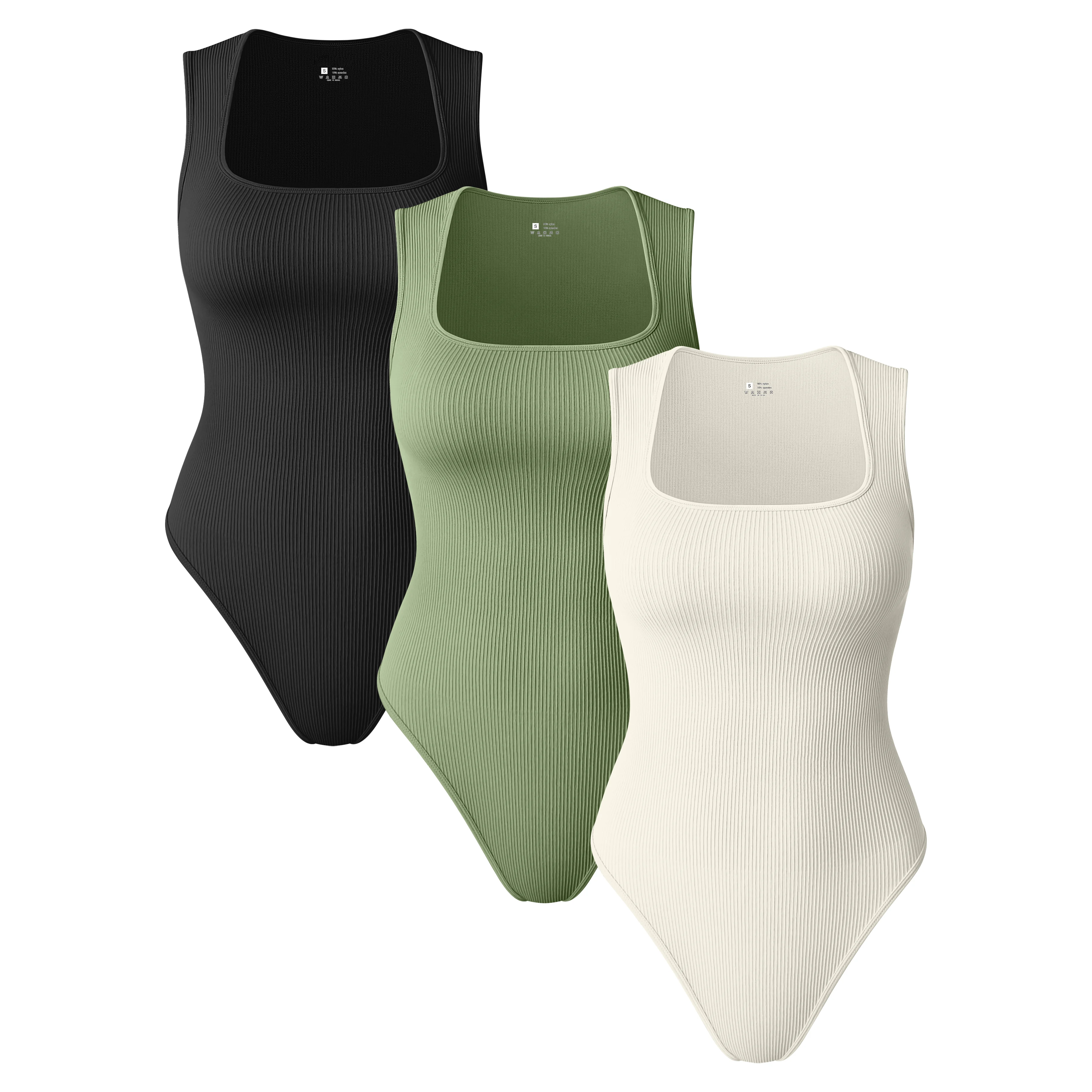 OQQ Seamless Square Neck Sports Bodysuit