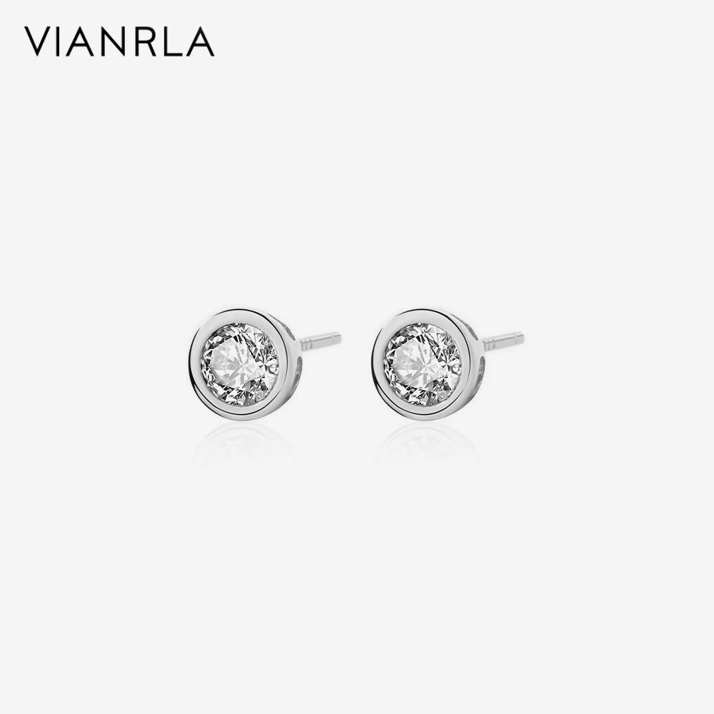 

VIANRLA 925 Sterling Silver Jewelry Ear Studs18k Gold Plated Earring White Zircon For Women Wholesale