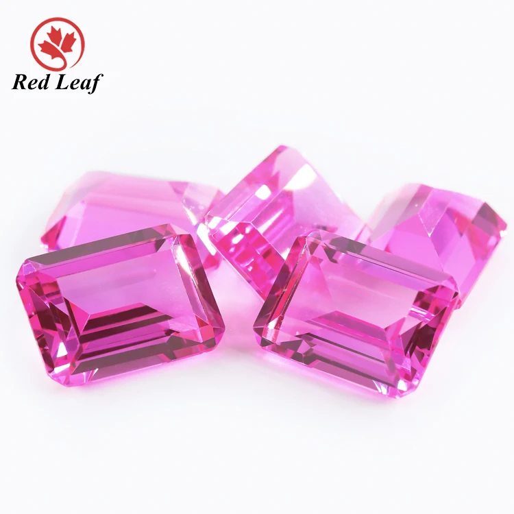 

Redleaf Jewelry gemstone 2# Pink Ruby emerald cut 13*18mm Synthetic corundum