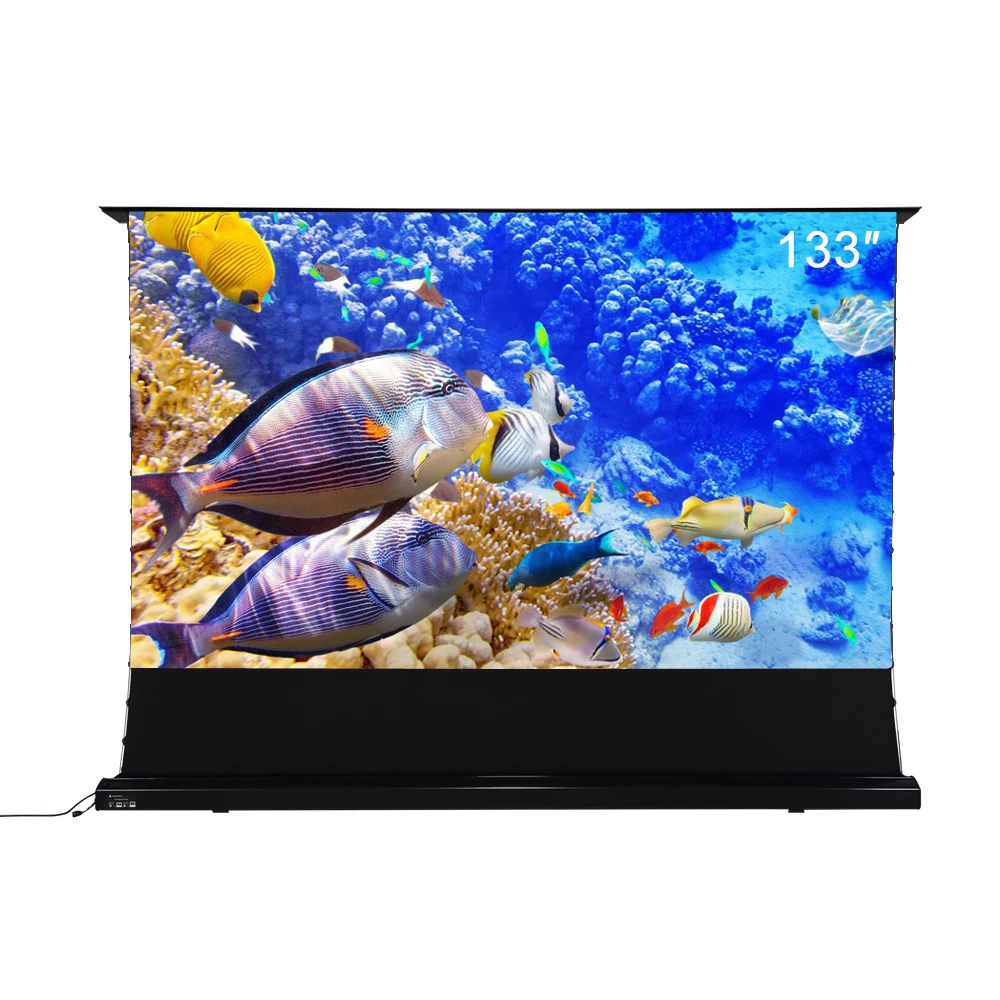 

Hot 133 inch Home theater 3D ALR electric Floor Rising Screen Obsidian Long Throw ALR screen material 4K ultra-hd imaging