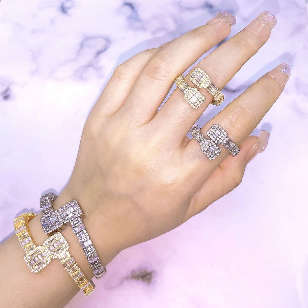 

designer jewelry famous brands set iced out baguette rings