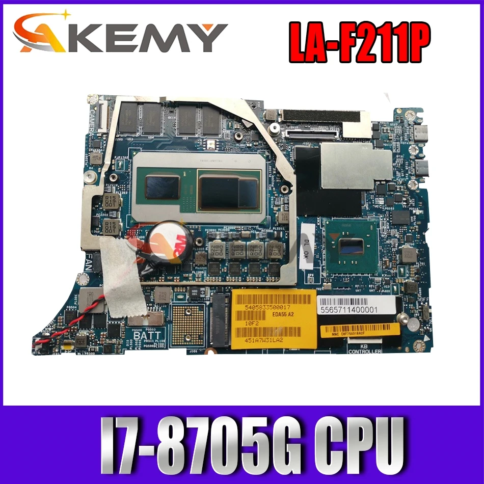 

Akemy X81T6 LA-F211P mainboard with I7-8705G CPU For DELL 5530 2-in-1 laptop mainboard motherboard tested full 100%