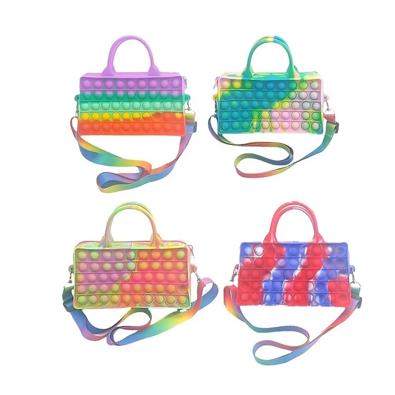 

Amazon Hot Sale Multiple Anti Stress Fidget Toys Shoulder Crossbody Silicone Bubble Bag For Women Ladies, Customized color/as show